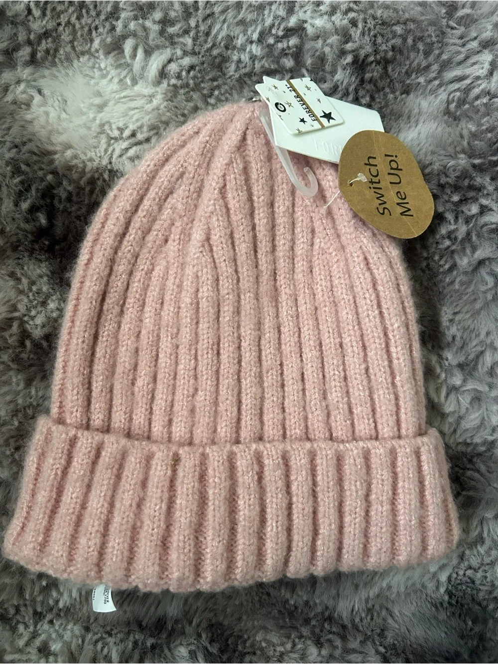 Forever 21 Pink Ribbed Knit Beanie